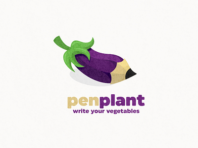 Eggplant and pen logo combination animation branding design flat graphic design illustration logo typography ui ux vector