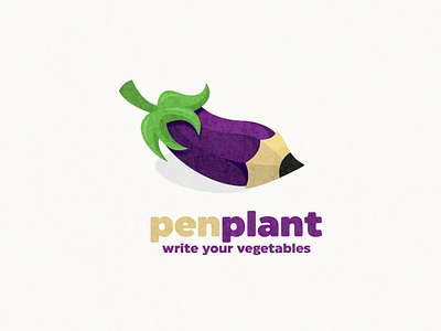 Eggplant and pen logo combination