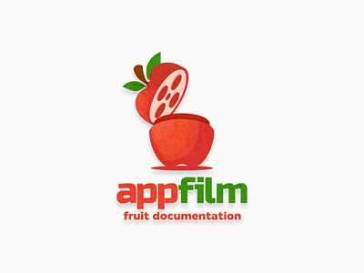 Apple and film roll logo combination animation branding design film flat fruits illustration logo typography ui ux vector
