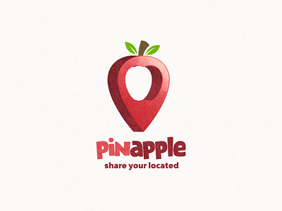 Pin and apple logo combination animation branding design flat illustration location logo pin typography ui ux vector
