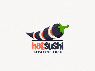 Chili and sushi logo combination animation branding design flat food illustration japan logo sushi typography ui ux vector