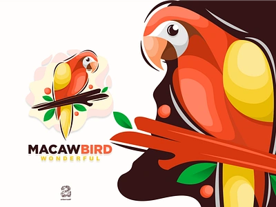 Macaw bird animation bird branding design flat illustration logo macaw typography ui ux vector