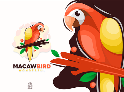 Macaw bird animation bird branding design flat illustration logo macaw typography ui ux vector