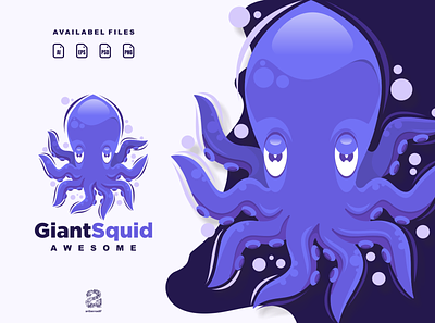 Giantsquid animation branding design flat illustration logo squid typography ui ux vector
