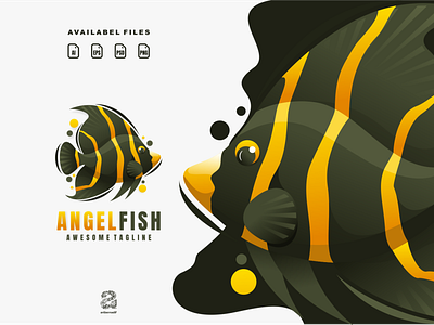 Angelfish animals animation branding design fish flat illustration logo typography ui ux vector