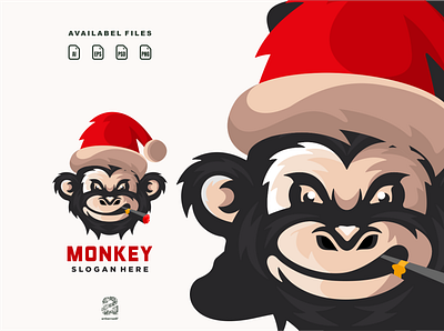 Monkey christmas animation branding design flat illustration logo monkey typography ui ux vector