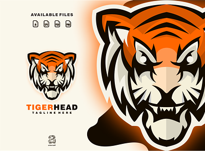 tiger head animation branding design esport flat illustration logo tiger typography ui ux vector