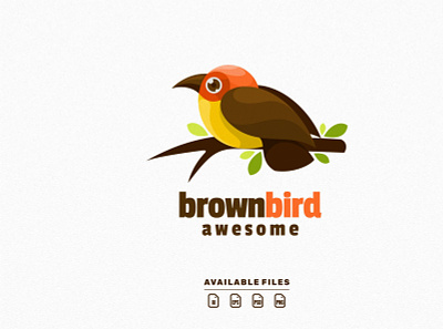 brown bird logo animal animation bird branding cute design flat illustration logo vector