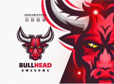 bull head animation branding bull design esport flat game illustration logo vector