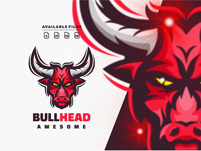 bull head animation branding bull design esport flat game illustration logo vector