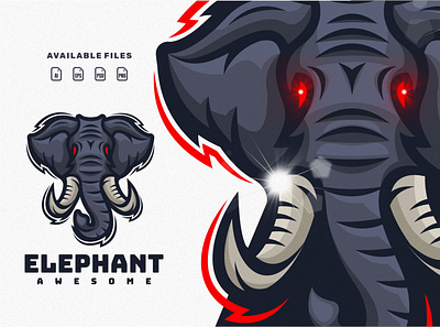 elephant animation branding design elephant esport flat game illustration logo vector