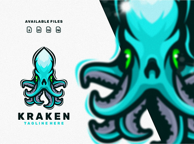 kraken animation branding design esport flat game illustration kraken logo vector