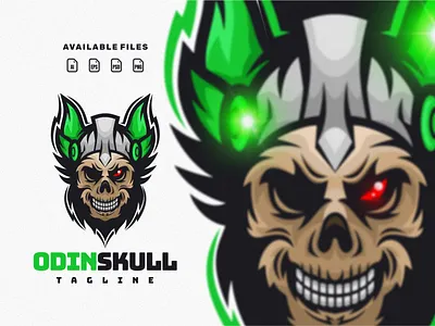 the odin skull animation branding design esportlogo flat game illustration logo odin vector