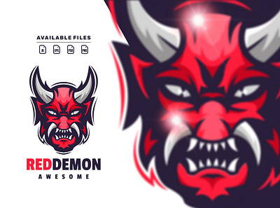 red demon animation branding demon design esportlogo flat game illustration logo vector