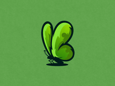Butterfly animal butterfly green logo