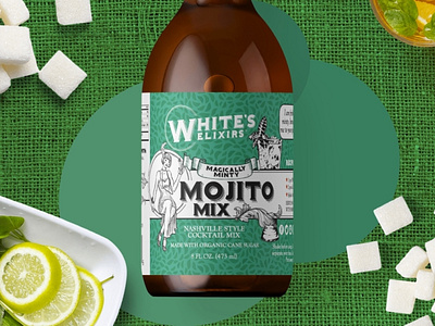 White's Elixirs Mojito Mix Label Design
