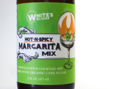 White's Elixirs Margarita Mix branding label logo package design