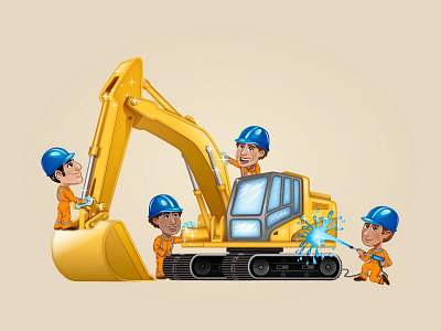 Excavator illustration vector
