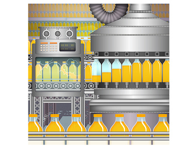 Orange Juice Production childrens book vector illustration