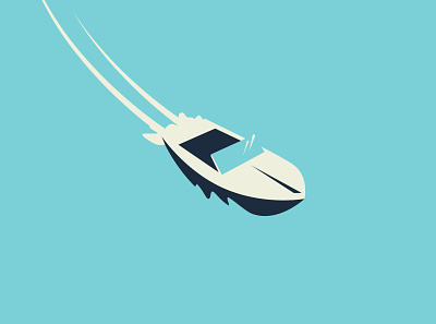 Boat Illustration for a WIP blue boat design illustration water