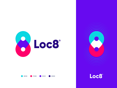 Loc8 - Logo 8 brand brand design brand identity branding concept concept design dribbble flat icon internet job locations logo modern number online pin vector web