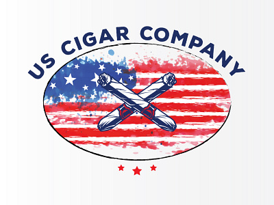 US Cigar Company branding cigar dribble flag illustration ink logo logodesign usa vintage