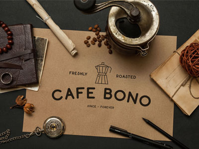 Cafebono brans brewed cafe coffee fresh logo vintag