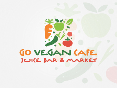 Go Vegan Cafe bar branding cafe green juice logo vegan veggie