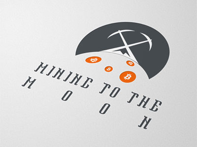 Mining To The Moon branding crypto cryptocurrency logo moon morden
