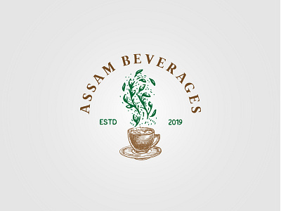 Assam Beverages assam beverages branding cafe dribbble logo logo design monogram tea vintage vintage logo
