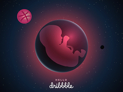 Dribbble Embryo debut dribbble embryo hello illustration pink space stars