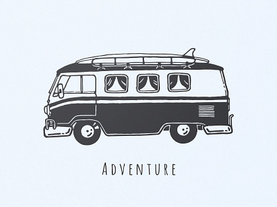 Hand Drawn Wagon adventure hand drawn illustration nature summer surf travel wild