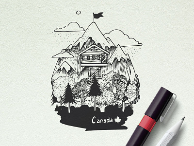 Hand drawn Illustration adventure camping forest hand drawn illustration mountain nature tree