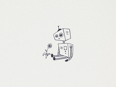 Robot wants to be alive clipart flower hand drawn handdrawn icon illustration life logo minimalism minimalistic nature robot