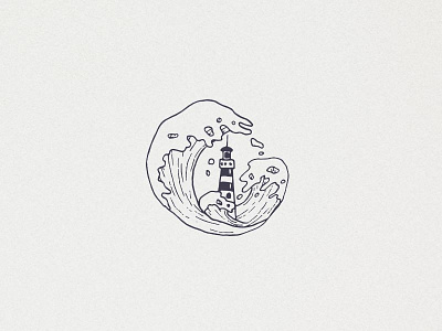 Waves and Lighthouse adventure clipart feminine hand drawn handdrawn illustration line art logo minimalism minimalistic nature ocean sea tattoo typography