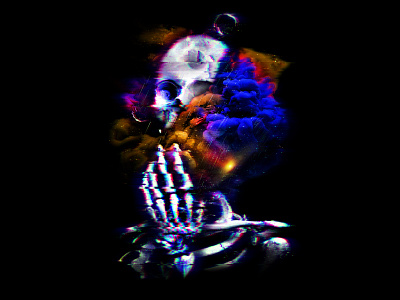 Dribble Skelespace Glitch colour galaxy glitch graphic design skeleton space