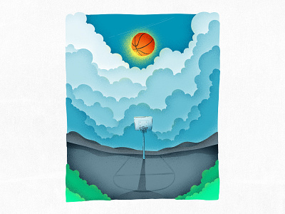 Ball is Life ballislife basketball clouds graphicart illustration sky sports sun