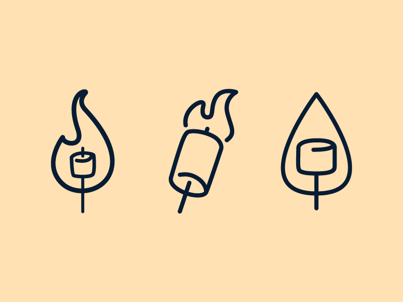 Graham Cracker Stamps design fire camping smores concepts line art stamp food marshmallows illustration