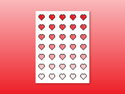 Full Hearts Club card design games heart love pixelated pixels red valentines day