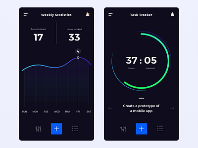 Task Tracker App app application chart minimalism statistics task timer tracker ui ux