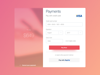 Day 002 - Credit Card card credit dailyui flat modal register shopping ui ux visa