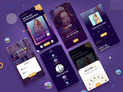 Voting App for the Beauty Pageant app app design apps beauty app beauty contest cards design competition app dark app design fashion app home home page indian ui landing page modeling app tour and travel app tourist app travel app ui designer mumbai website design