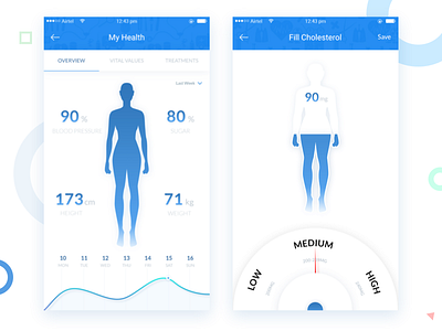 Health Status doctor app health design health profile ios app medical medical app simple design