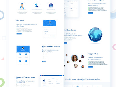 International Health Organization Website dashboard design health provider home page landing page login page testimonials page website landing page