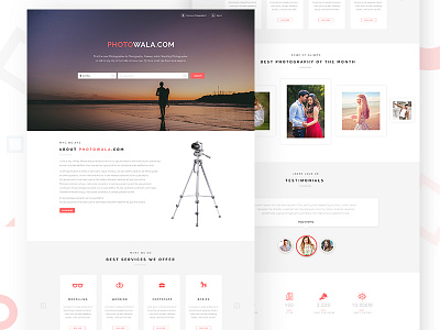 Photographer Website landing page photography portfolio website services simple designs testimonials page ui designer mumbai website website design