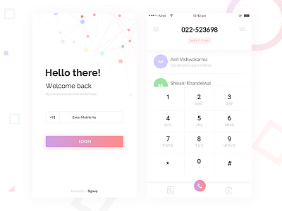 Login & Keypad Screens calling app clean ui keypad keypad screen login screens otp design simple designs ui designer mumbai