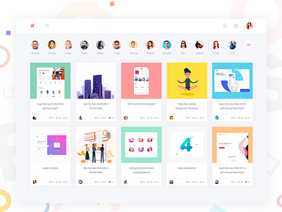Work Sharing Web App cards ui dashboard gallery home page photo share share design team work work work sharing works