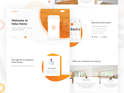 Smart Home Website banners home automation home page illustration landing page mobile smart home testimonials typography website