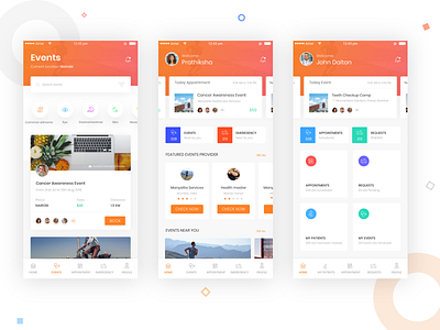 Healthcare App app app dashboard appointment cards design dashboard doctor events health app healthcare home page icons ios app landing page medical mobile profile simple designs