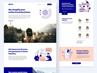 Landing page design for a startup blue blue and white design header exploration illustration interaction landing page landingpage marketing agency modern design travel ui uidesign uiux ux webdesign website websitedesign